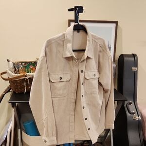 Women's Beige Corduroy Shirt Jacket